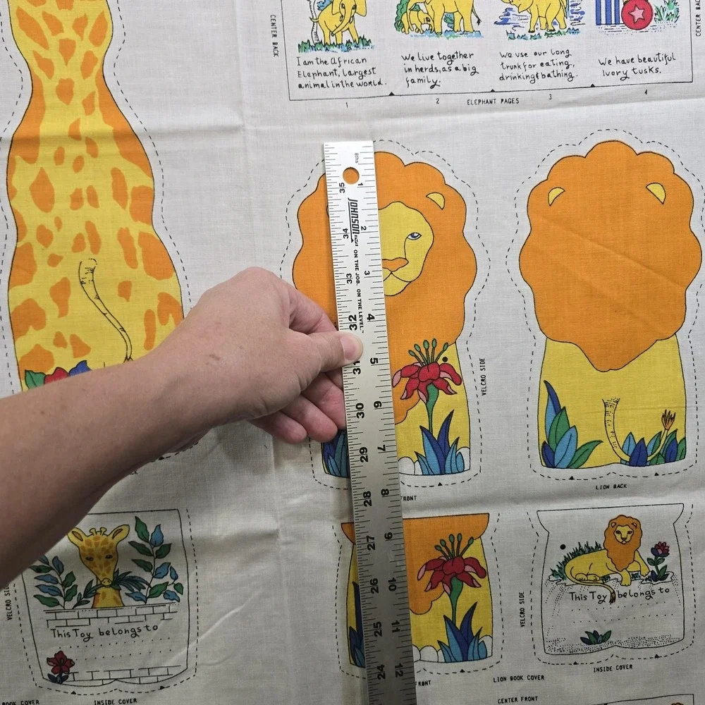 Vintage Springs Jungle Kingdom Cut Sew Fabric Panel Stuffed Animals Soft Books